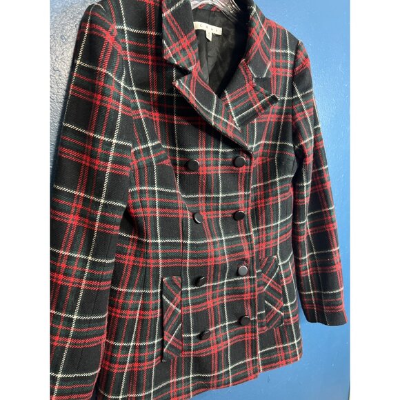 Cabi Plaid Wool Double-Breasted Jacket Size 4 - Picture 3 of 7
